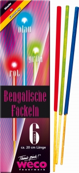 Bengalische Fackeln 20cm, 6er-Schachtel